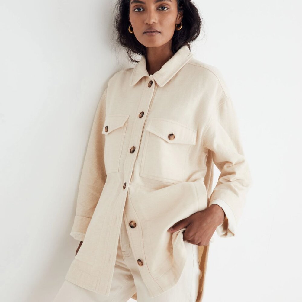 Madewell Waffleback Branner Shirt-Jacket | Faded Seagrass White | Size 2X